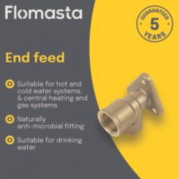 Flomasta  Brass End Feed Adapting 90° Wall Plate Elbow 15mm x 1/2"