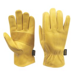Stanley  Premium Leather Driver Gloves Yellow Large
