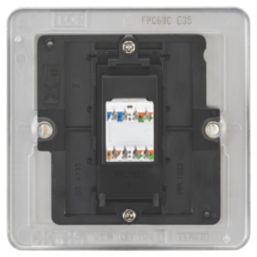 Knightsbridge  1-Gang RJ45 Brushed Chrome with Colour-Matched Inserts