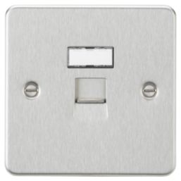 Knightsbridge  1-Gang RJ45 Brushed Chrome with Colour-Matched Inserts