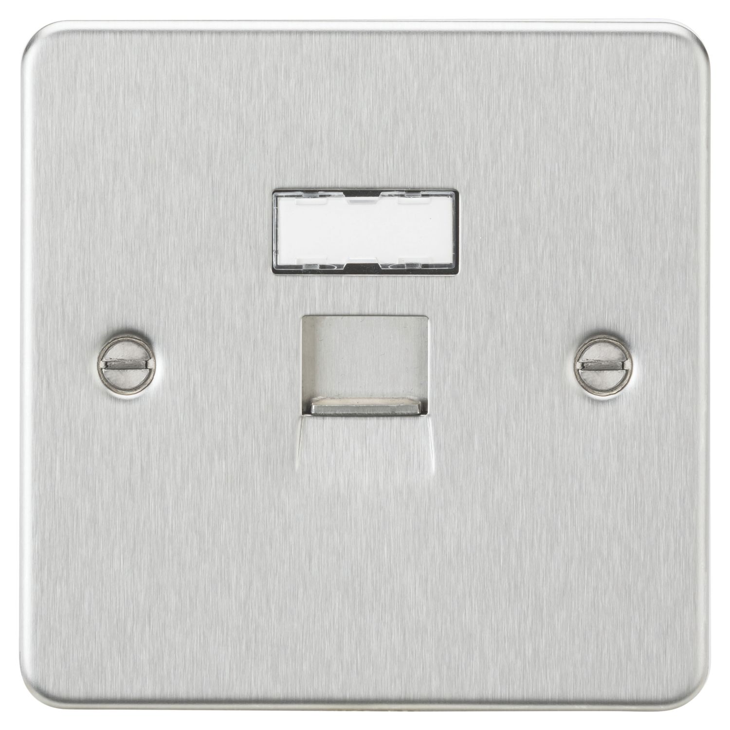 Knightsbridge 1-Gang RJ45 Brushed Chrome with Colour-Matched Inserts (916AM)