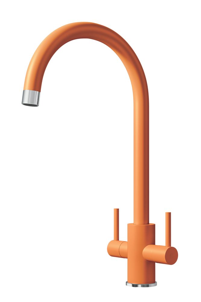 Etal Sorrento Twin Lever Kitchen Mixer Tap Matt Orange