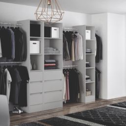 Spacepro  5-Shelf Tower Unit with Hanger Bar Cashmere 450mm x 2100mm