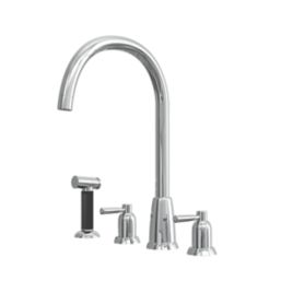 ETAL Cuthbert  Dual Lever 4-Hole Kitchen Tap with Rinse Chrome