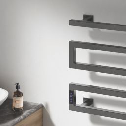 Reina 510mm x 500mm 324BTU Gunmetal Flat Electric Towel Radiator