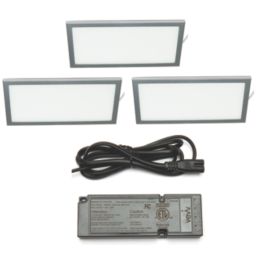 VEW Slim Rectangular LED Cabinet Lights Silver 6W 280lm 3 Pack
