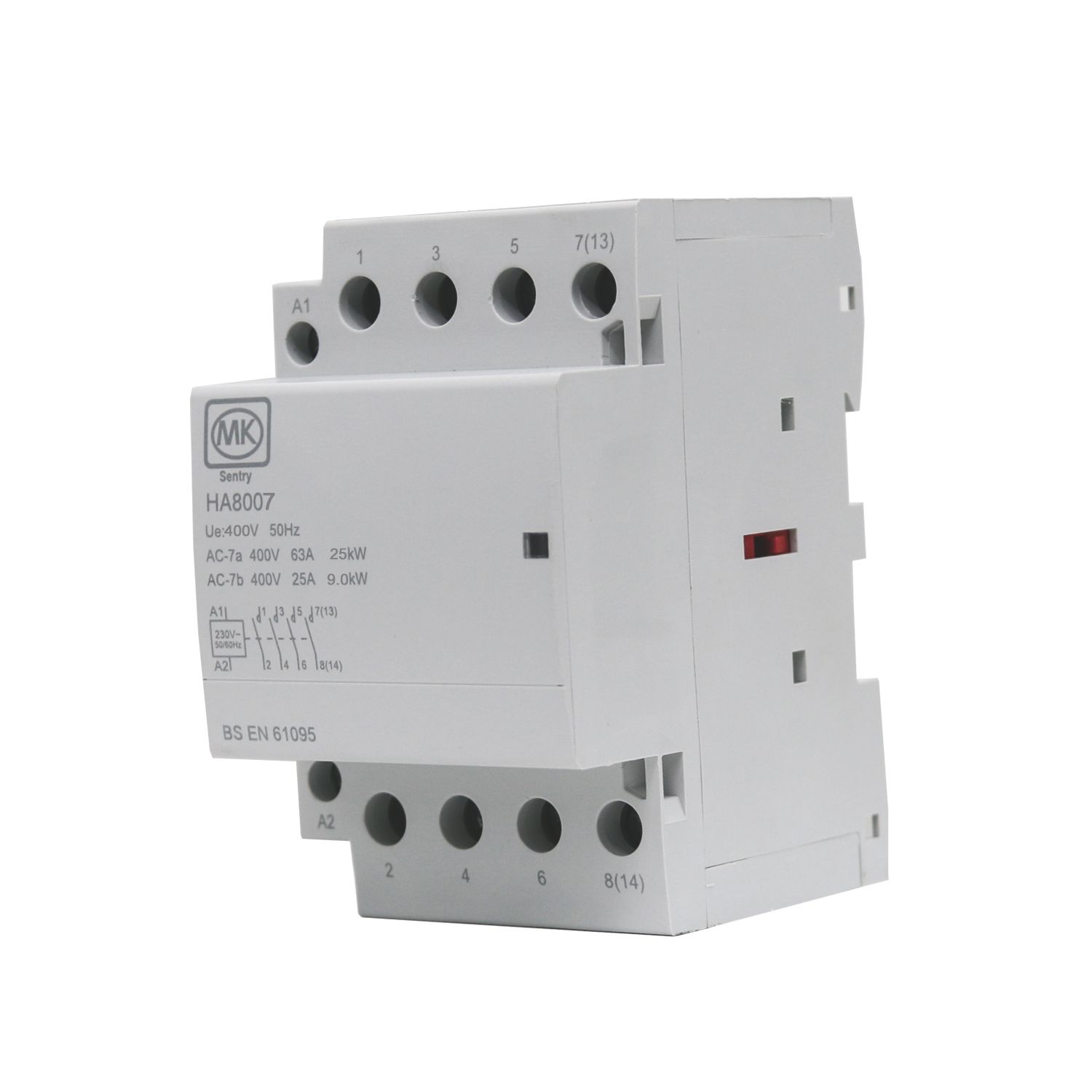 MK Sentry HA8007 63A 4-Pole 3-Phase to Single-Phase Contactor NO 11kW (916YW)