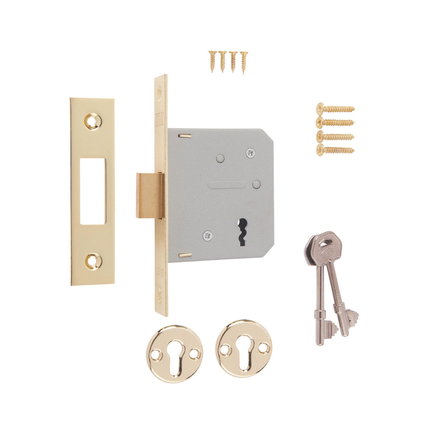 ERA 3 Lever Brass Mortice Deadlock 64mm Case - 44mm Backset (91716)