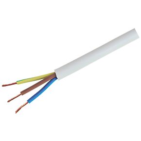 Lighting Power White 1mm 3 Core 3183Y Round Flexible Cable Sockets Heating 