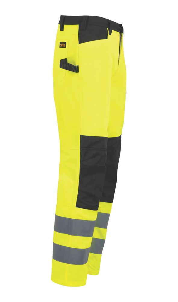 Site Ovett Hi Vis Trousers Yellow Black 36 W 32 L Screwfix