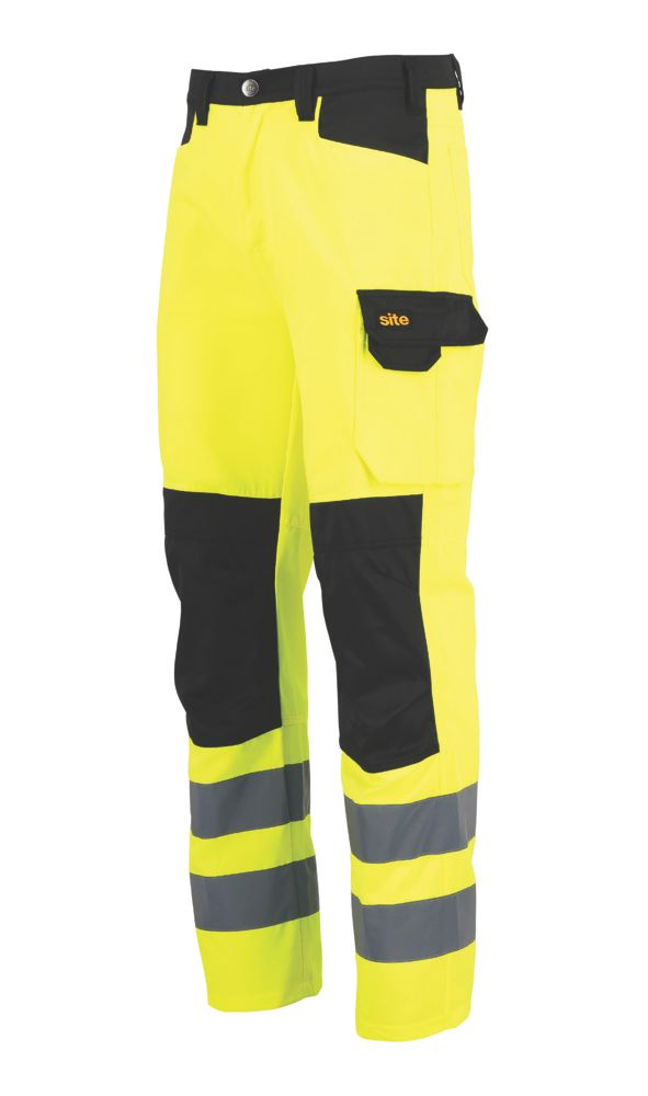 Site Ovett Hi Vis Trousers Yellow Black 36 W 32 L Screwfix