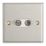 Contactum iConic 2-Gang Coaxial TV & F-Type Satellite Socket Brushed Steel with White Inserts