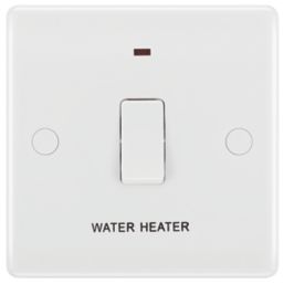 British General 802 Series 20A 1-Gang DP 'Water Heater' Printed Switch White with LED
