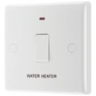 British General 802 Series 20A 1-Gang DP 'Water Heater' Printed Switch White with LED