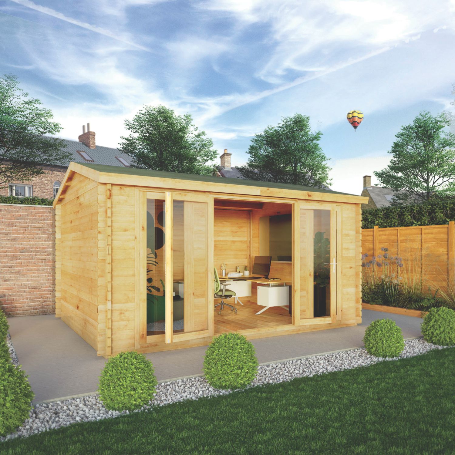 Mercia Home Office Director 14' x 11' (Nominal) Apex Timber Log Cabin (917YL)