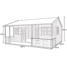 Shire Kingswood 19' 6" x 17' 6" (Nominal) Reverse Apex Timber Log Cabin