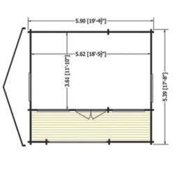 Shire Kingswood 19' 6" x 17' 6" (Nominal) Reverse Apex Timber Log Cabin