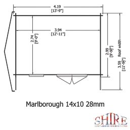 Shire Marlborough 13' 6" x 10' (Nominal) Reverse Apex Timber Log Cabin
