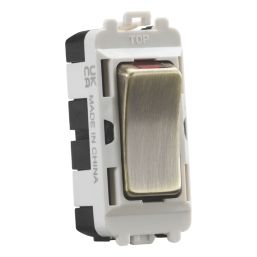 Knightsbridge  20AX Grid DP Control Switch Antique Brass with LED