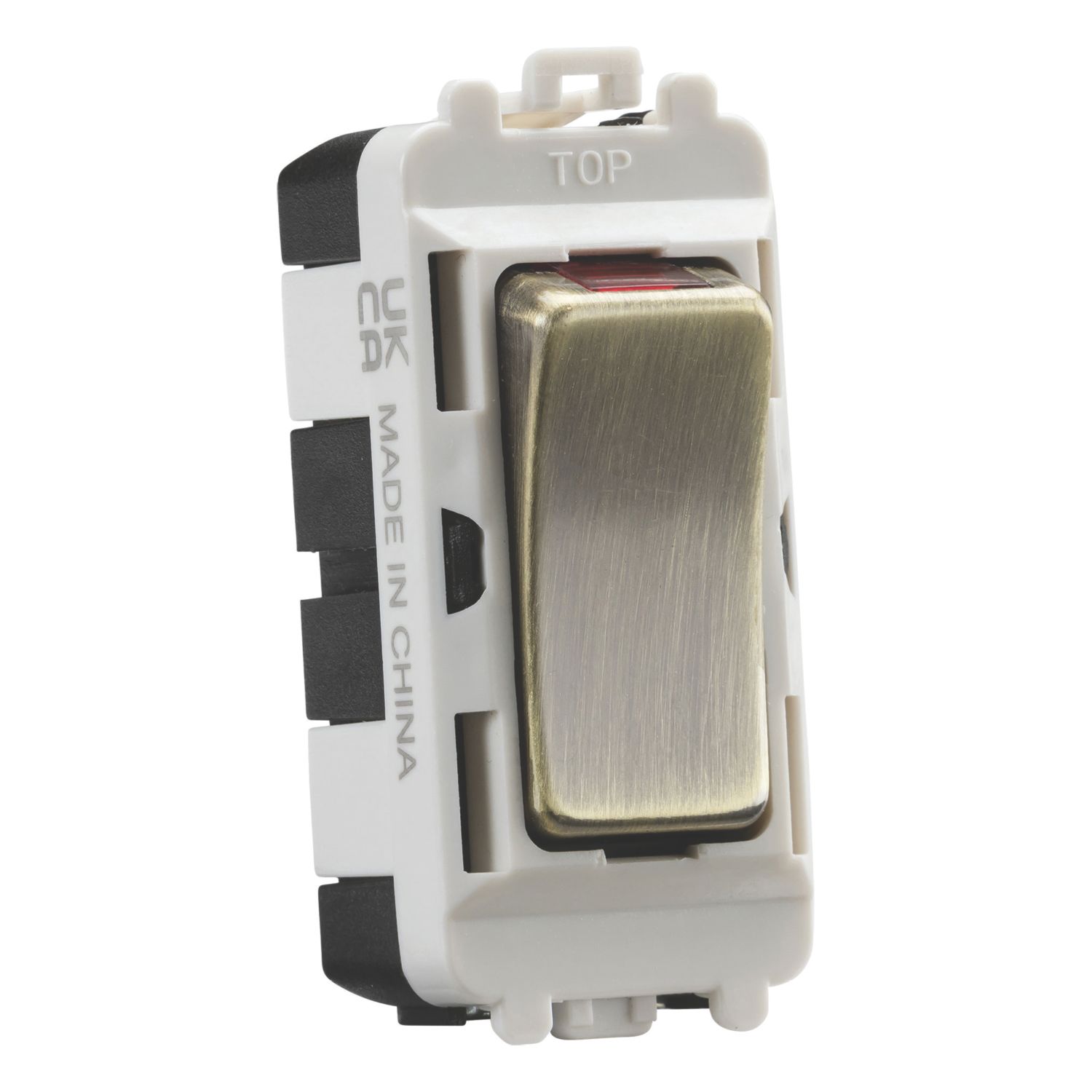 Knightsbridge 20AX Grid DP Control Switch Antique Brass with LED (918CR)