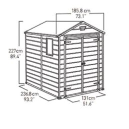 Keter Manor 6' x 8' (Nominal) Apex Resin Shed Grey