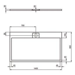 Ideal Standard i.life Ultraflat S Rectangular Shower Tray Jet Black 1400mm x 800mm x 30mm