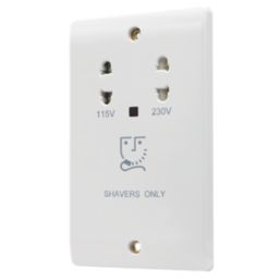 Vimark Pro 2-Gang Dual Voltage Shaver Socket 115 / 230V White