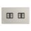 Contactum Lyric 10AX 4-Gang 2-Way Light Switch  Brushed Steel with Black Inserts