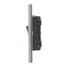 Contactum Lyric 10AX 4-Gang 2-Way Light Switch  Brushed Steel with Black Inserts