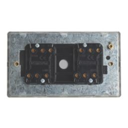 Contactum Lyric 10AX 4-Gang 2-Way Light Switch  Brushed Steel with Black Inserts