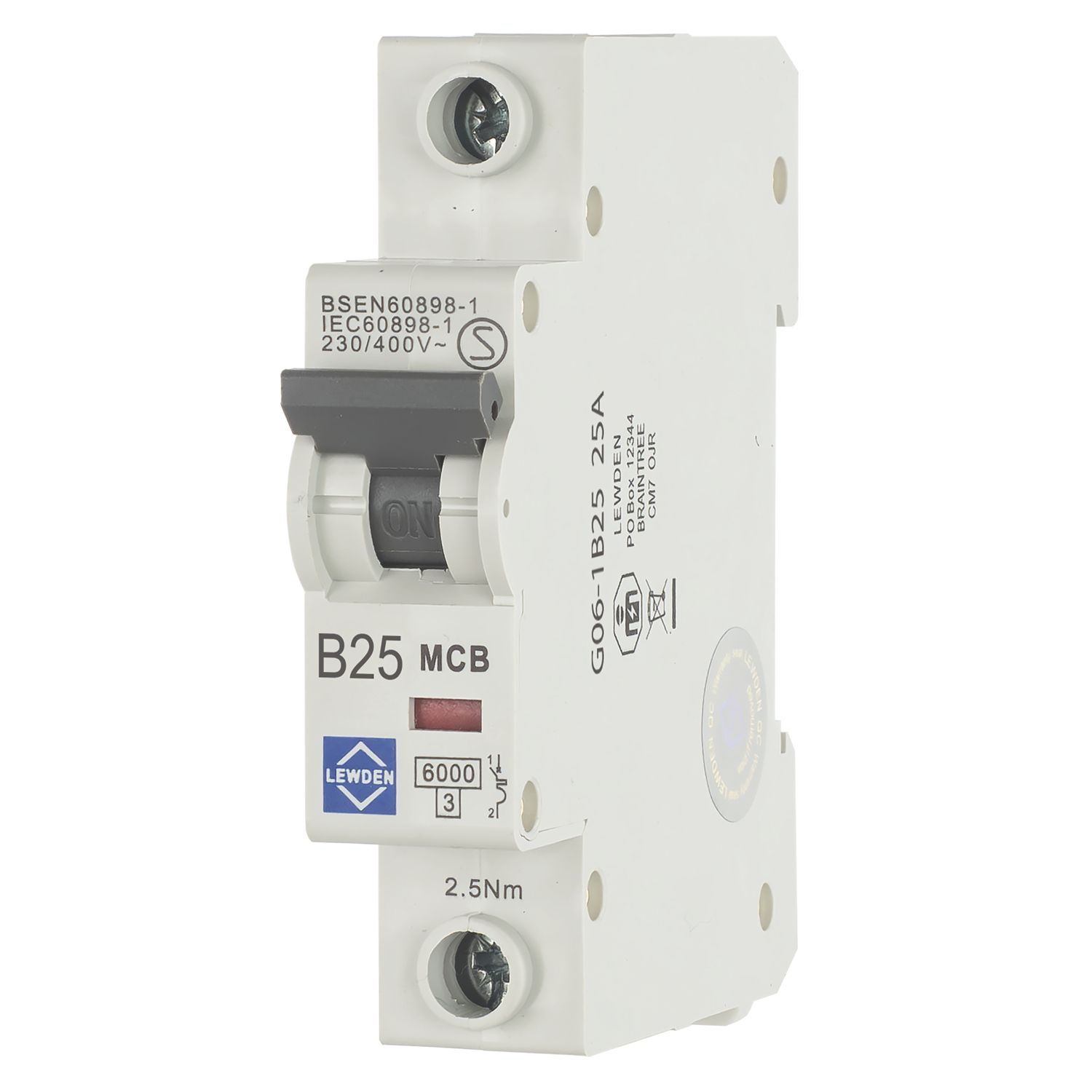 Lewden 25A SP B Curve MCB (918TN)
