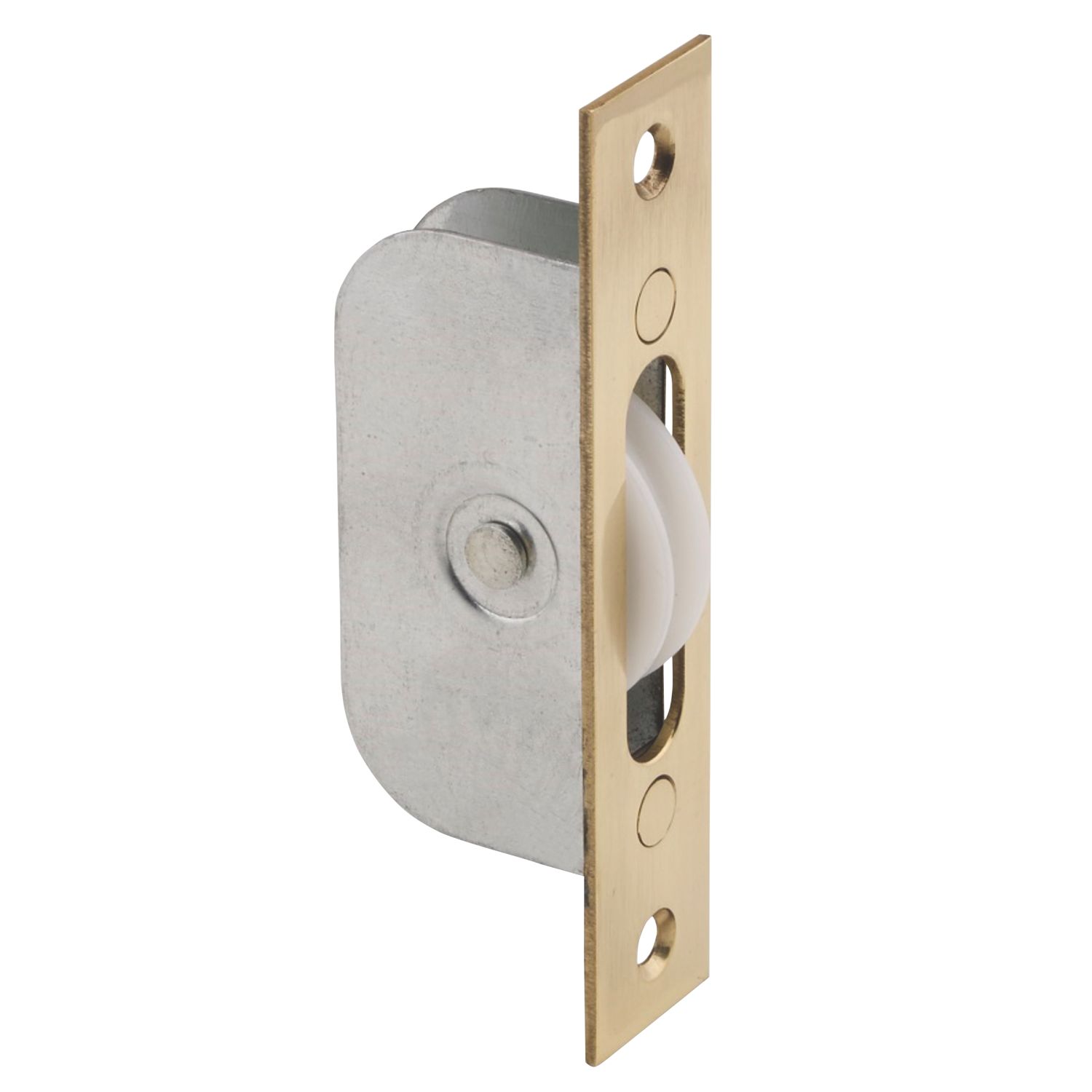 Carlisle Brass Sash Window Axle Pulley & Nylon Wheel Polished Brass 117mm x 42mm (9191P)