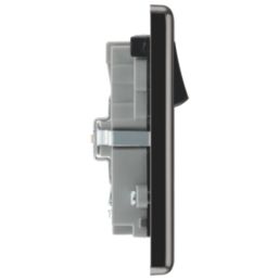 LAP  13A 2-Gang SP Switched Socket + 3.1A 15.5W 2-Outlet Type A USB Charger Black Nickel with Black Inserts