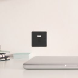 Knightsbridge  1-Gang RJ45 Matt Black with Colour-Matched Inserts