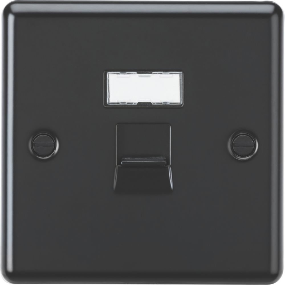 Knightsbridge 1-Gang RJ45 Matt Black with Colour-Matched Inserts - Screwfix