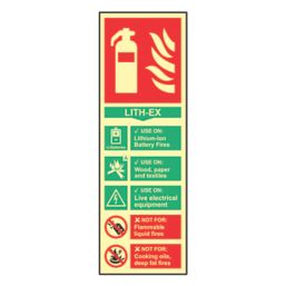 Essentials  Photoluminescent "Fire Extinguisher Lithium-lon" Sign 300mm x 100mm