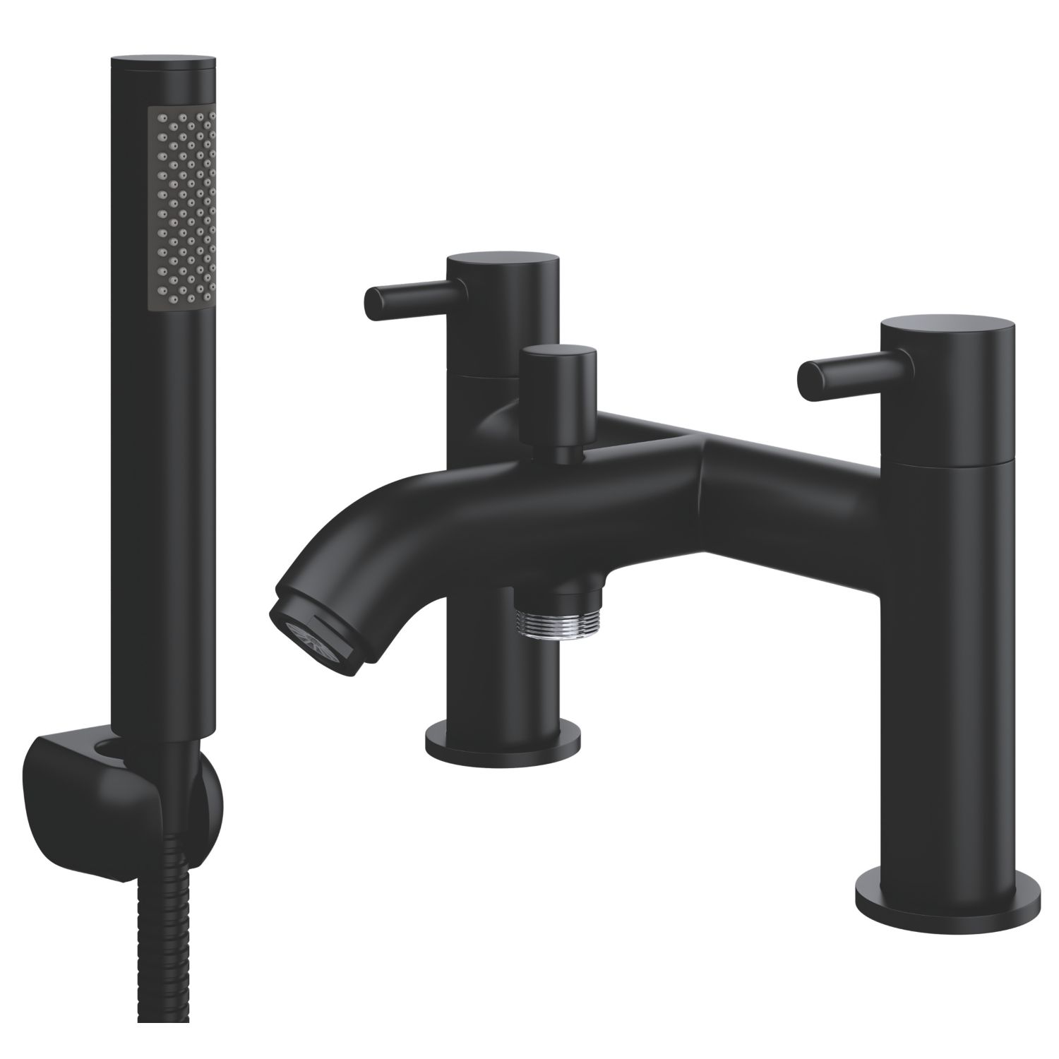 ETAL Bounce Matt Black 142mm Deck Mounted Dual Control Manual Shower Mixer Tap (919KG)