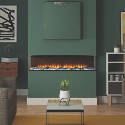 Be Modern Pryzm Invision 1250 Black Remote Control Wall-Mounted Electric Inset Fire 1258mm x 111mm x 296mm