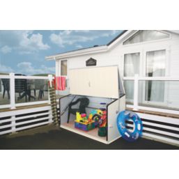 Trimetals Storeguard 6' 6" x 3' (Nominal) Pent Metal Shed with Base Cream