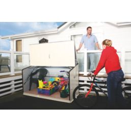 Trimetals Storeguard 6' 6" x 3' (Nominal) Pent Metal Shed with Base Cream