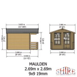 Shire Maulden 9' x 11' 6" (Nominal) Apex Timber Log Cabin