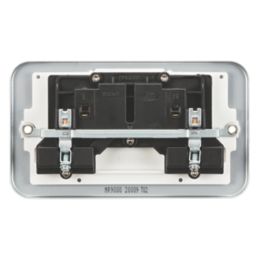 Knightsbridge   13A 2-Gang DP Switched Metal Clad Socket  with White Inserts