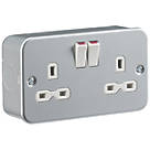 Knightsbridge  13A 2-Gang DP Switched Metal Clad Socket  with White Inserts