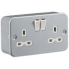 Knightsbridge   13A 2-Gang DP Switched Metal Clad Socket  with White Inserts
