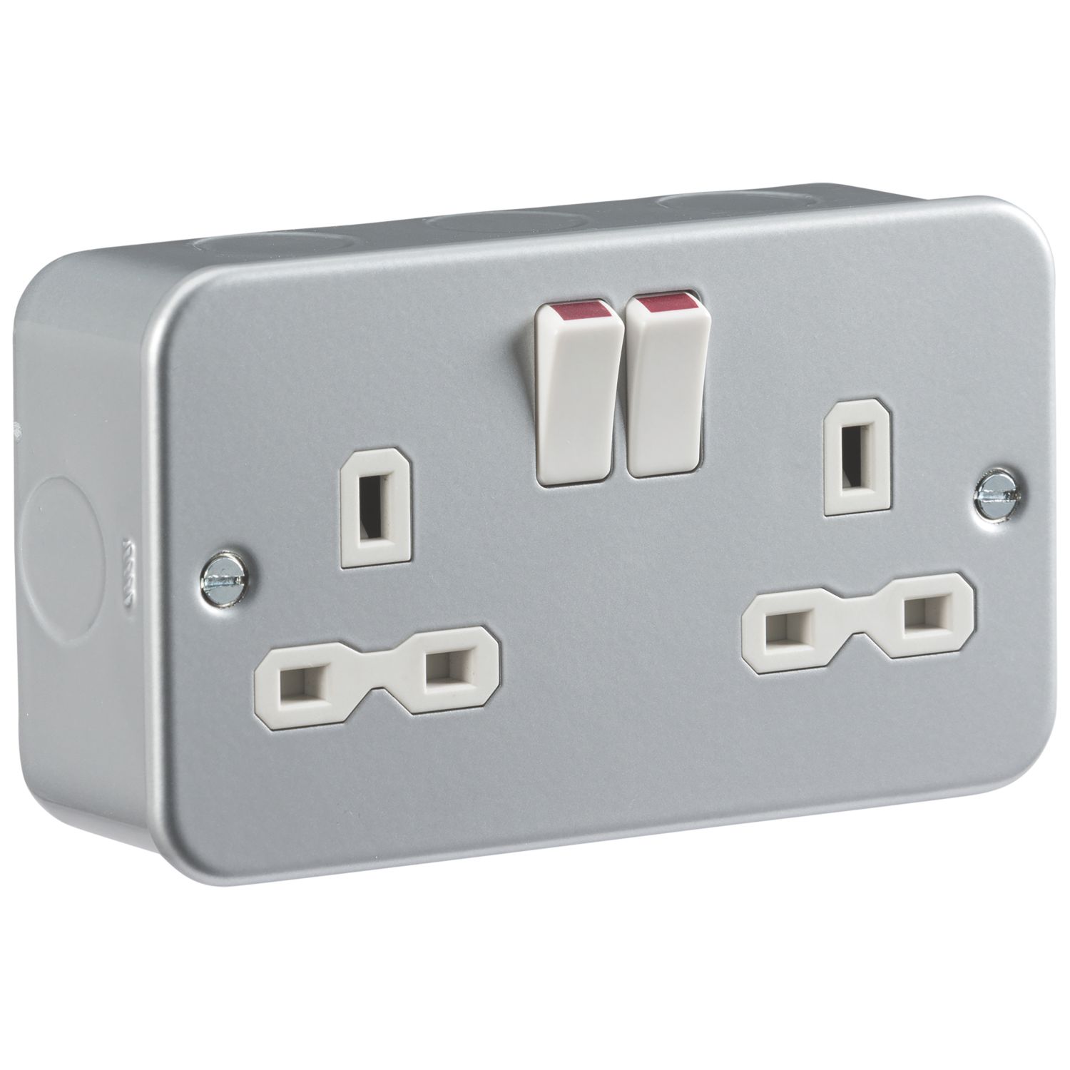 Knightsbridge 13A 2-Gang DP Switched Metal Clad Socket with White Inserts (919VF)