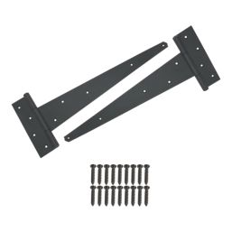 Smith & Locke Black Powder-Coated Tee Hinges 400mm 2 Pack