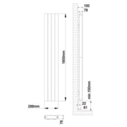 Flomasta  1800mm x 288mm 3286BTU White Vertical Designer Radiator