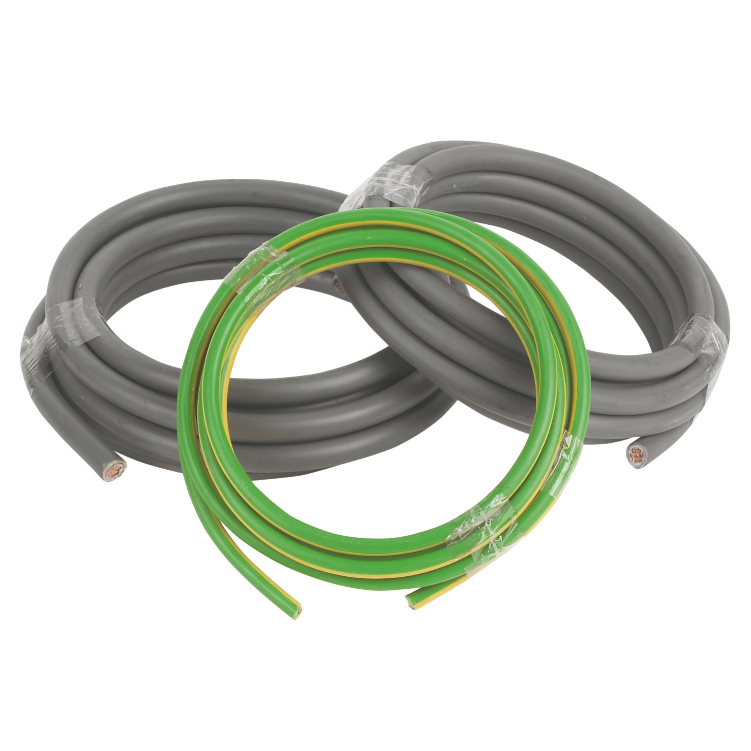 Prysmian 6181Y & 6491X Grey & Green/Yellow 1-Core 25mm² Meter Tails Cable 3m Coil 3 Pack (92086)