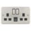 Hager Sollysta WRSS82BSB-USBAC 13A 2-Gang 2P+E Switched Socket + 3.1A 15.5W 2-Outlet Type A & C USB Charger Brushed Steel with Black Inserts