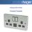 Hager Sollysta WRSS82BSB-USBAC 13A 2-Gang 2P+E Switched Socket + 3.1A 15.5W 2-Outlet Type A & C USB Charger Brushed Steel with Black Inserts